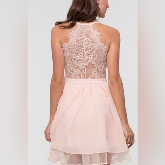 MANIJU CHIFFON LAYERED DRESS with LACE BACK - Picture 3 of 12